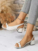 Women's White Polka Dot Peep-Toe Style High Heel Sandals With Bow Decor, Comfortable And Versatile For Beach Vacation