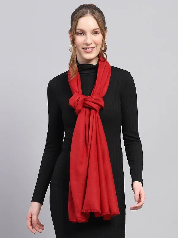 Women Red Solid Stole