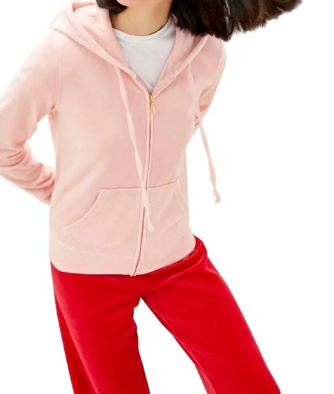 Women's Morning Track Velour Robertson Jacket Hoodie In Blush