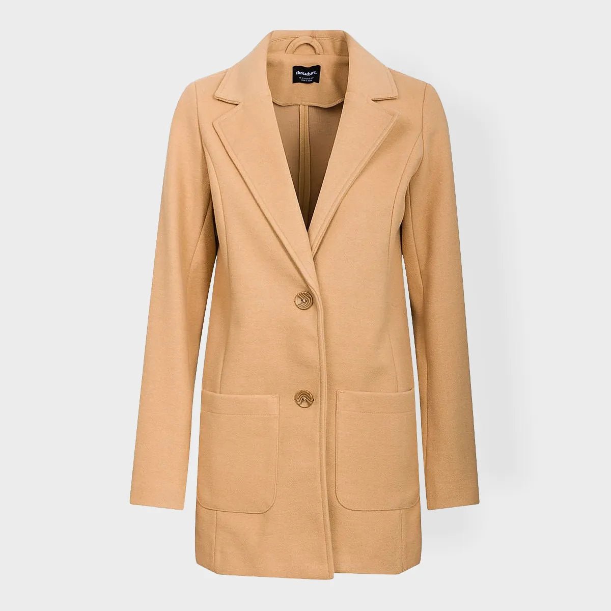 Threadbare Ladies Single Breasted Camel Formal Coat