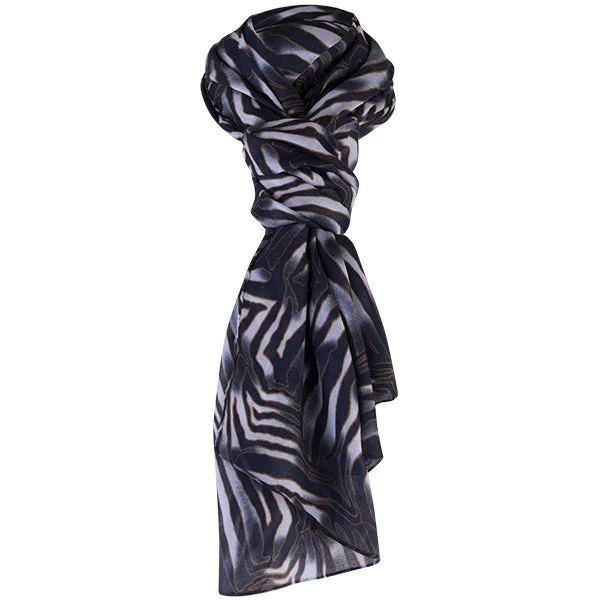 Printed Modal Cashmere Scarf in Nairobi Zebra