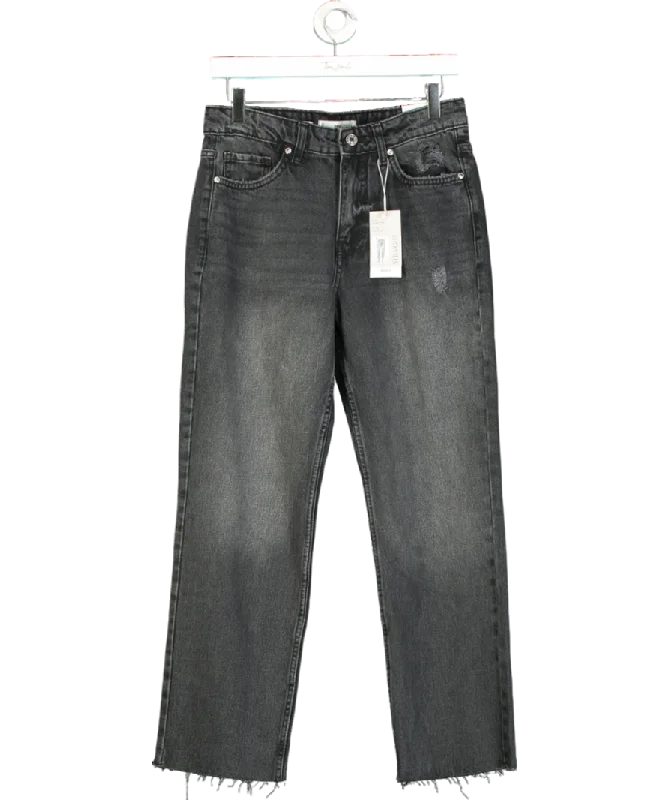 MANGO Black Blanca Straight-fit Cropped Jeans UK 10