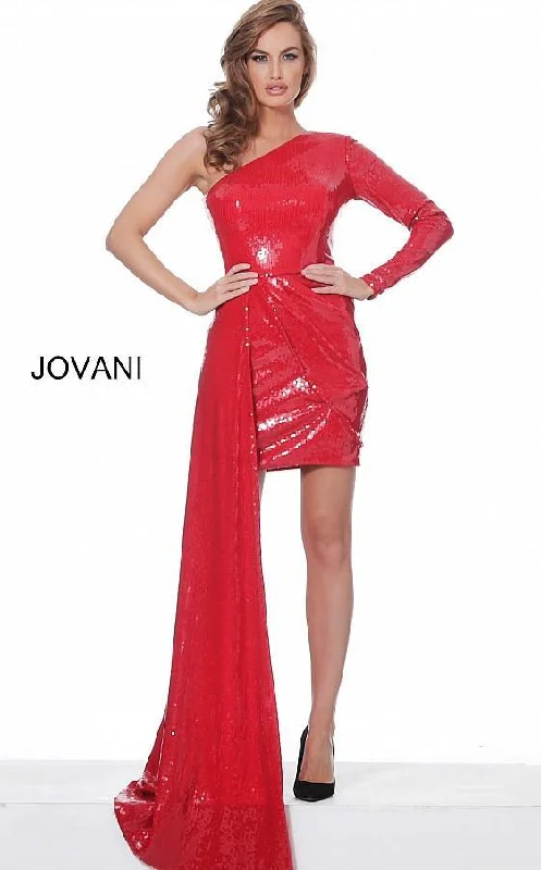 Jovani 02654 Short One Shoulder Formal Dress