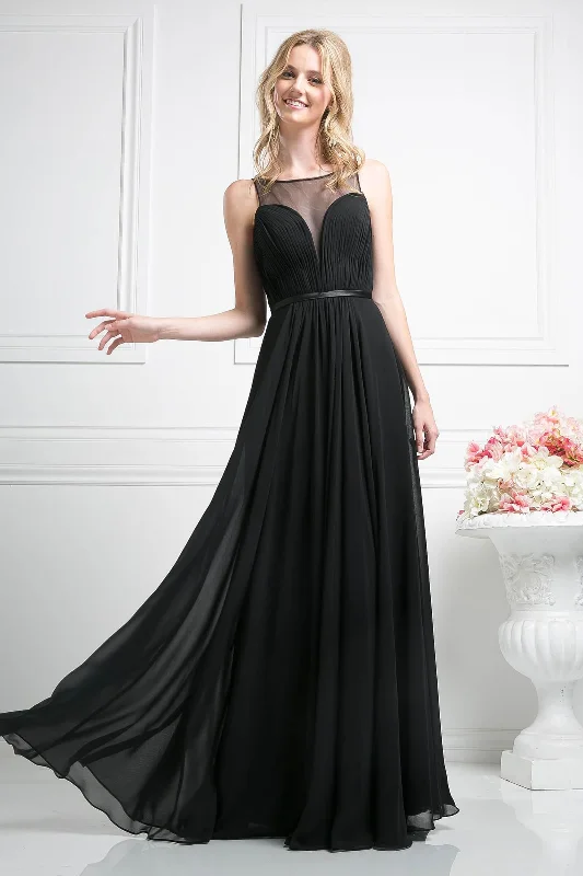 Cinderella Divine CD7458 Long Chiffon Empire Waist Formal Prom Dress