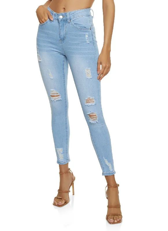 WAX Distressed Frayed Skinny Jeans