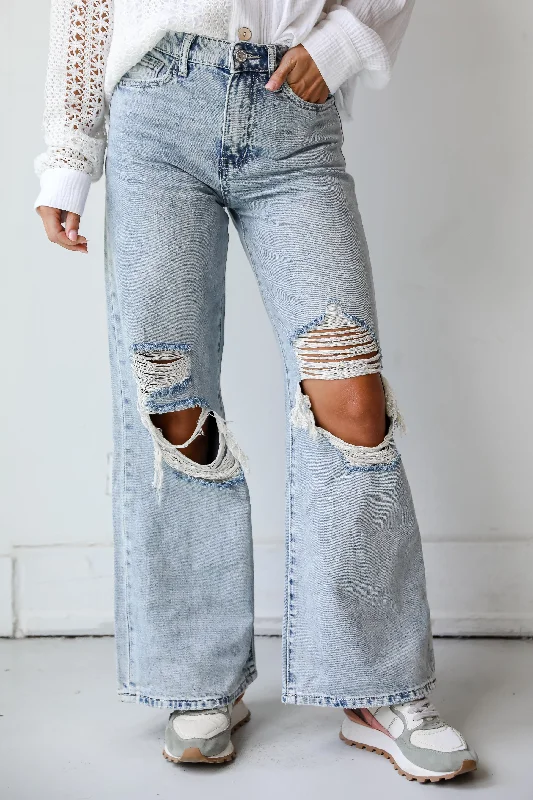 Hadley Light Wash Super High-Rise Wide Leg Distressed Jeans