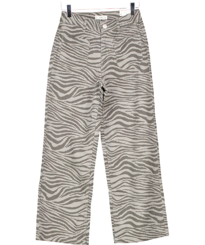 MANGO Grey Zebra Print Trousers UK XS