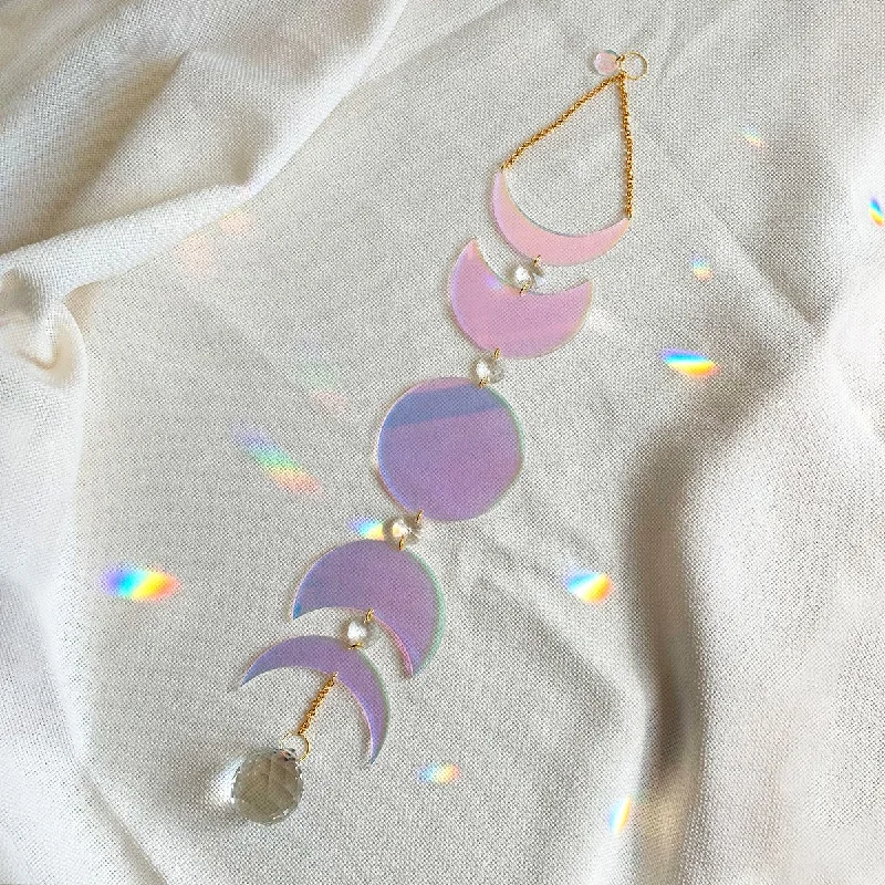 Iridescent Moon Phases Lasercut Acrylic Suncatcher