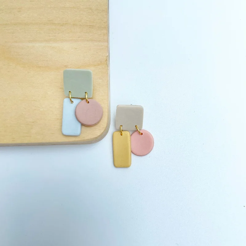 Pastel Color Block Mix and Match Statement Studs