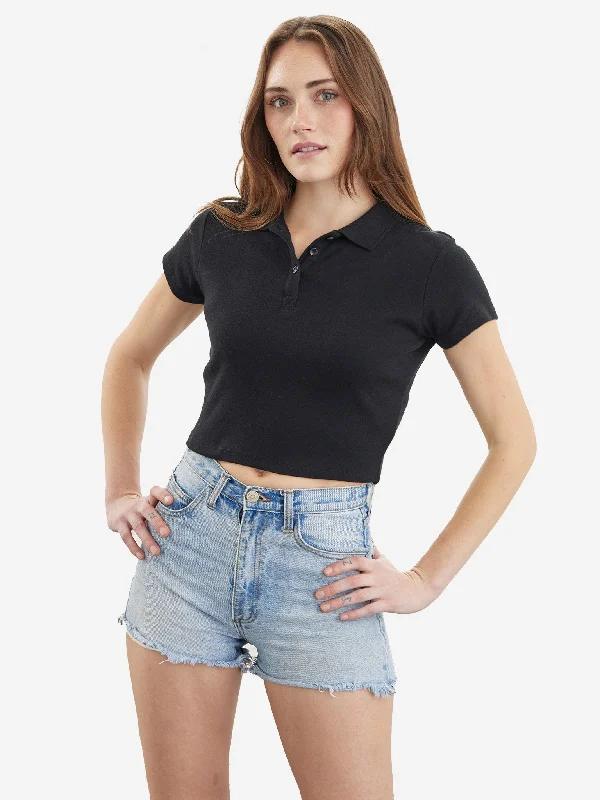 Crop Ribbed Polo