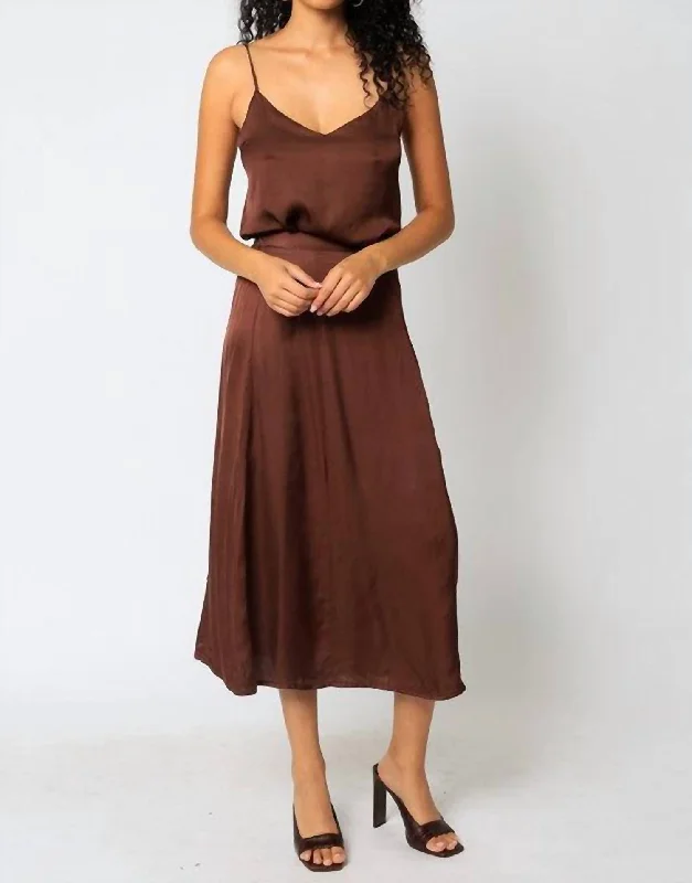 Alexia Satin Maxi Skirt In Cocoa