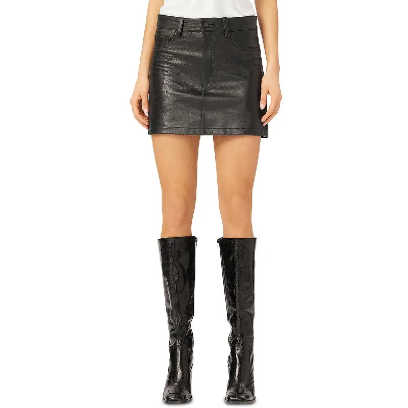 Alma Womens Leather Faux Pockets Mini Skirt