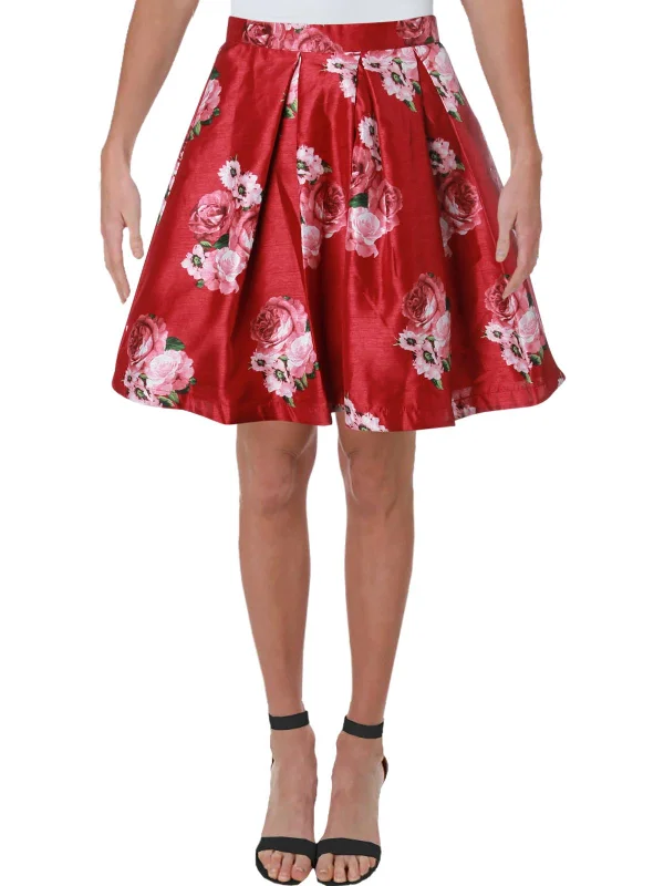 Juniors Womens Floral Mini A-Line Skirt