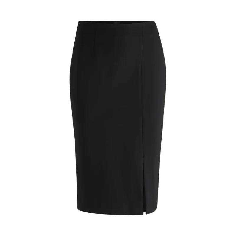 Pencil skirt in stretch fabric with front slit