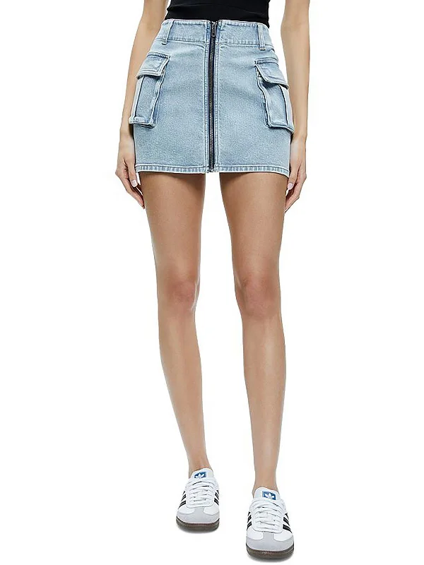 Rahmi Womens Denim Cargo Mini Skirt