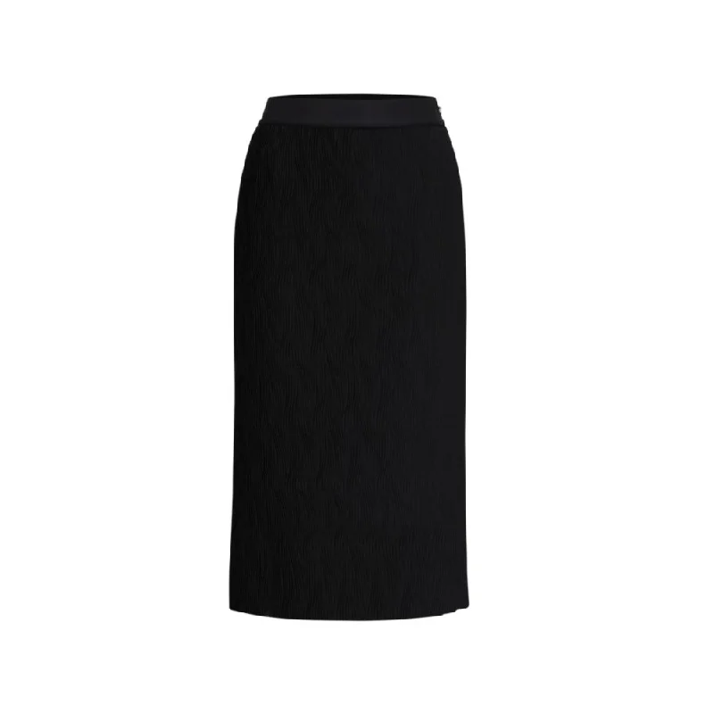 Stretch-tulle skirt with wavy pliss pleats