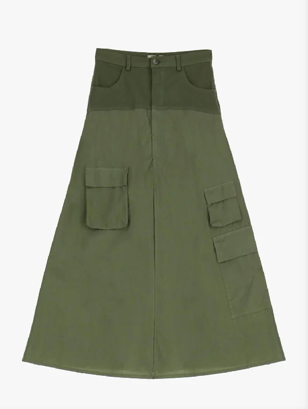 Women's Cargo Maxi Skirt In Military