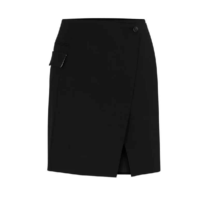 Wrap-front skirt in virgin wool with pocket detail