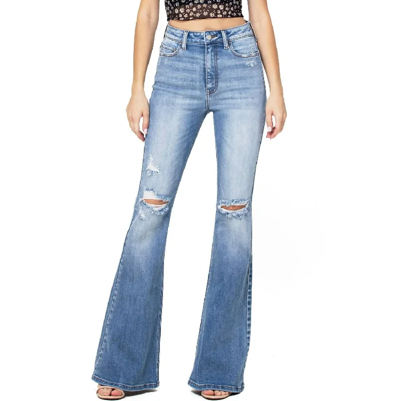 High Rise Flare Jeans In Denim