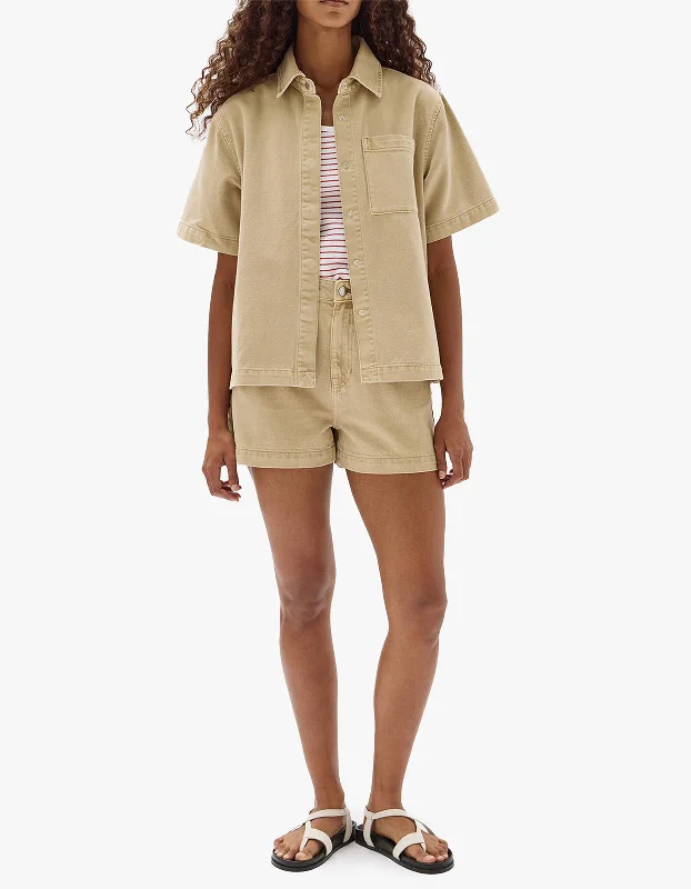 Ashley Denim Short Sleeve Shirt - Tan