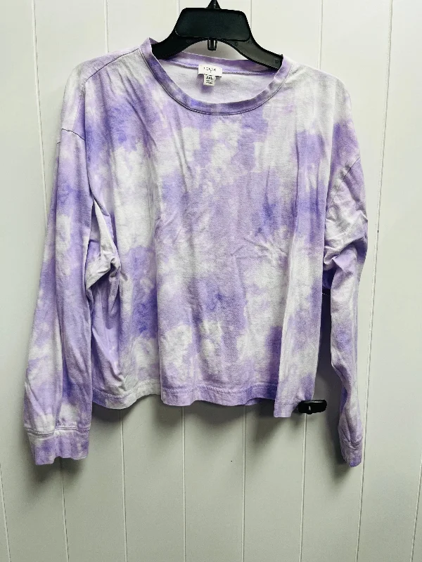 Top Long Sleeve Basic By J. Crew In Purple & White, Size: Xxl