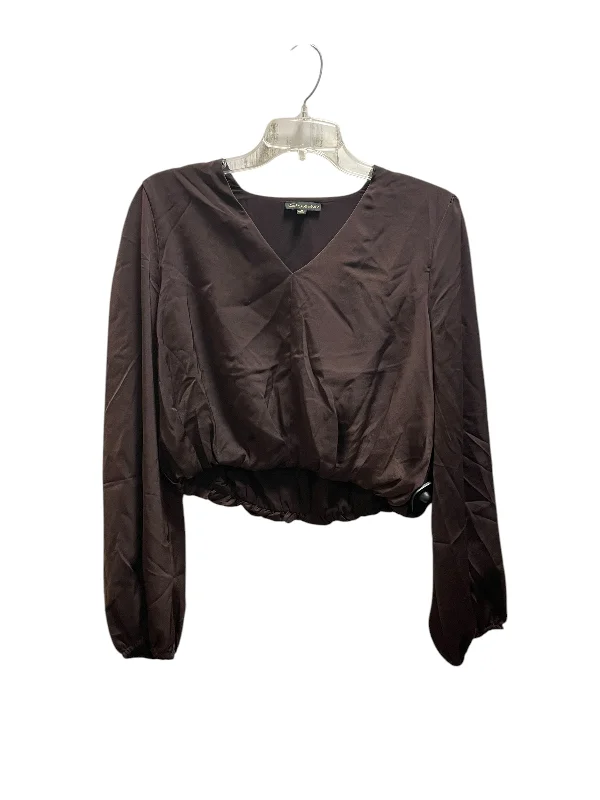 Top Long Sleeve Basic By Shinestar In Brown, Size: M