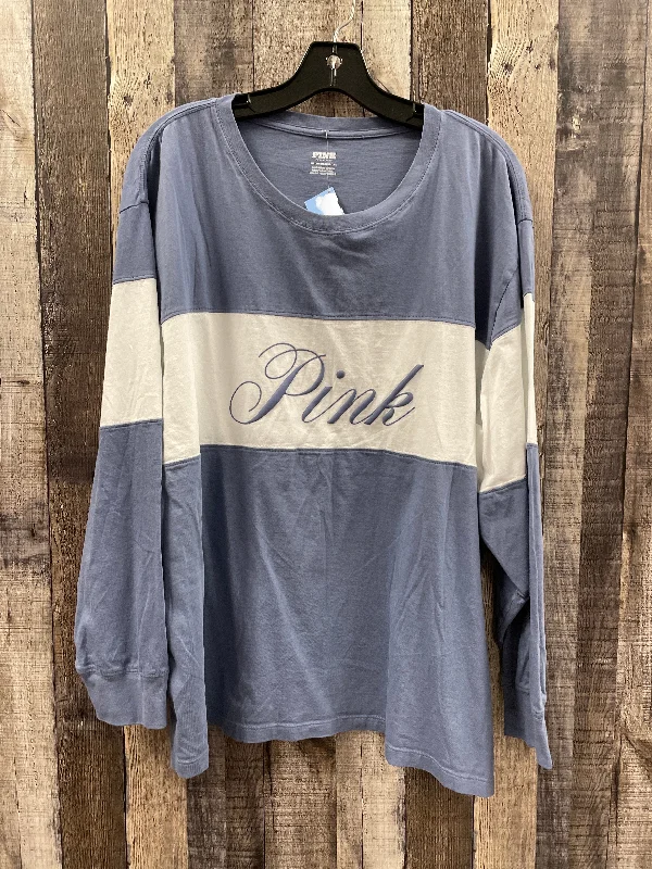 Top Long Sleeve By Pink In Blue, Size: Xxl