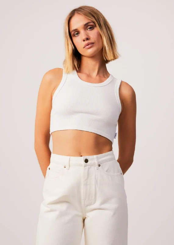 AFENDS Womens Chloe - Ribbed Cropped Tank - Off White