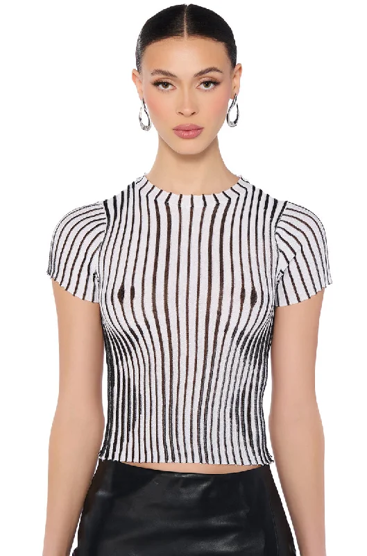 NOT SHY STRIPED SHORT SLEEVE SHIRT